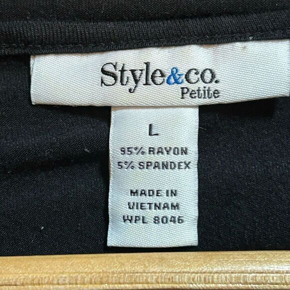 Style & Co. Women's Petite L Short Sleeve Pullover Top With Embellished Neckline - Picture 3 of 4